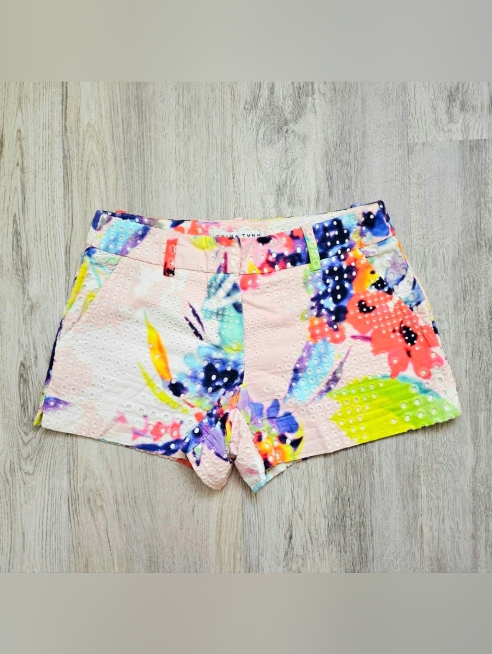 Trink Turk Eylet Watercolor Casual Cotton Shorts Size 0
